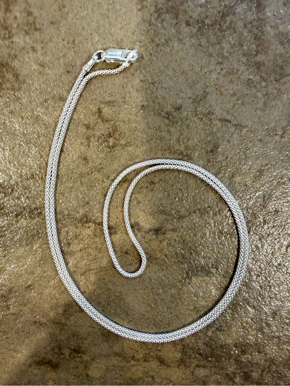 NWOT Italian .925 Sterling Silver Mesh Chain Necklace 20”